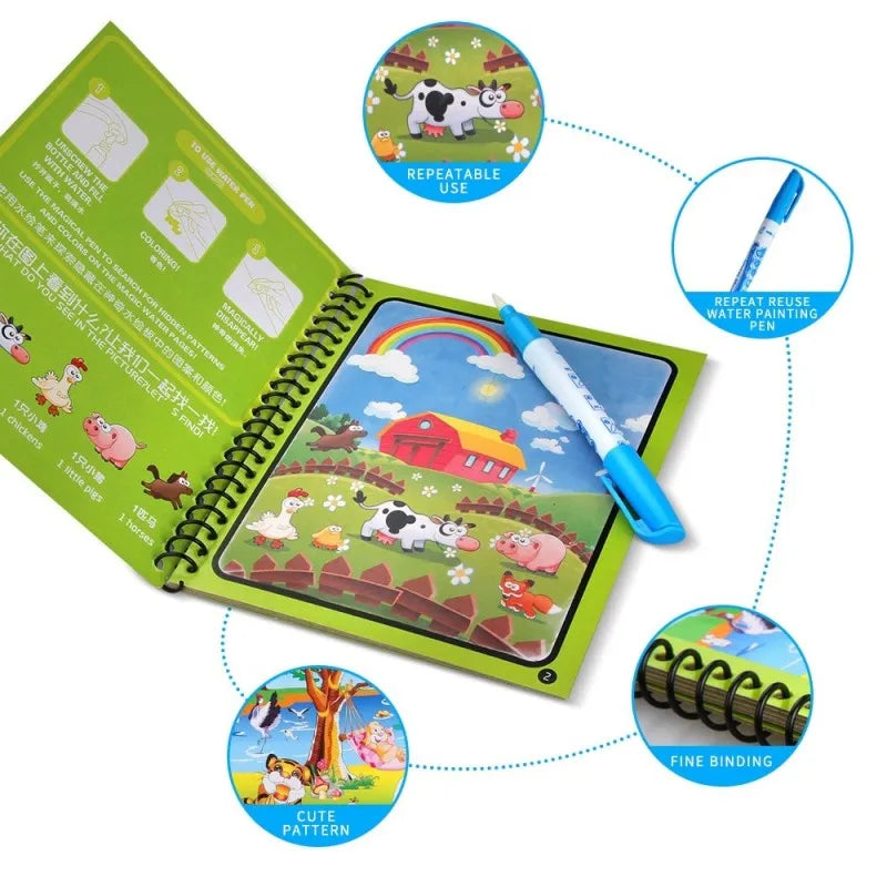 Magic Water Book Painting Drawing Coloring Board Book Doodle & Magic Water Pen
