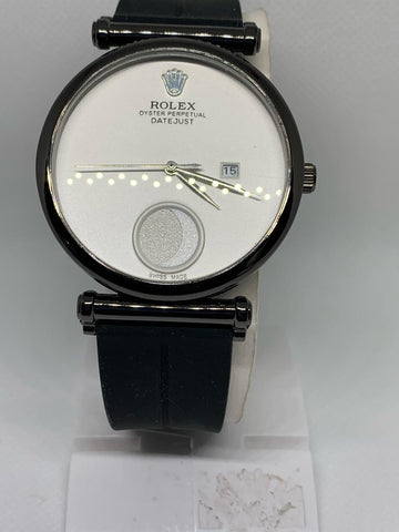 ROLEX 9070  OYSTER PERPETUAL DATE JUST Stainless Steel Water Resistant Black Rubber Band Wrist Watch with Functional Date