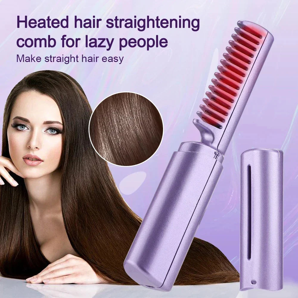 Portable Mini Heat Comb – Cordless Handheld Hair Straightening Comb for Travel & Quick Styling Portable Mini Heat Comb – Cordless Handheld Hair Straightening Comb for Travel & Quick Styling