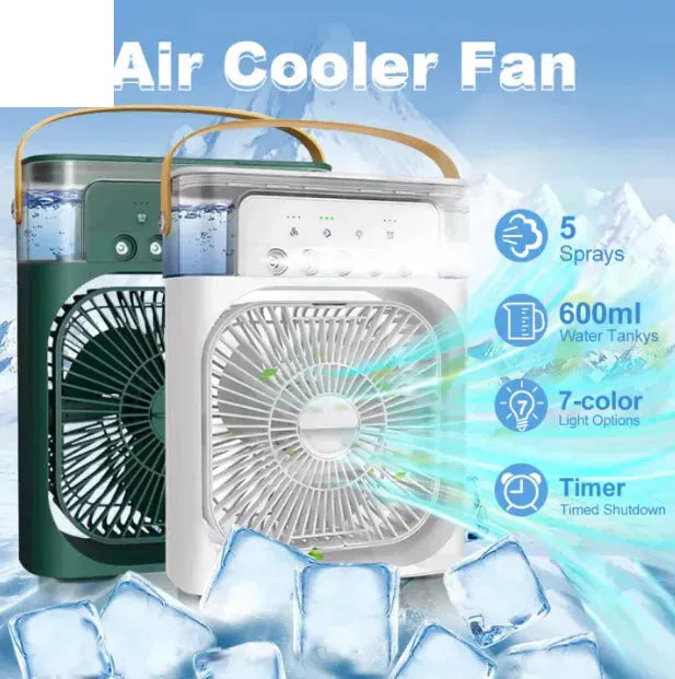 3 In 1 Mini Portable USB AC Fan Humidifier & LED Water Lamp