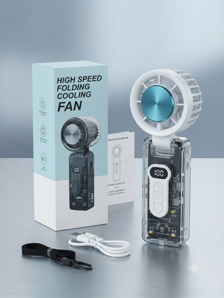 Semiconductor Turbo Fan – High-Speed Handheld Cooling Fan with Infinite Speed Settings