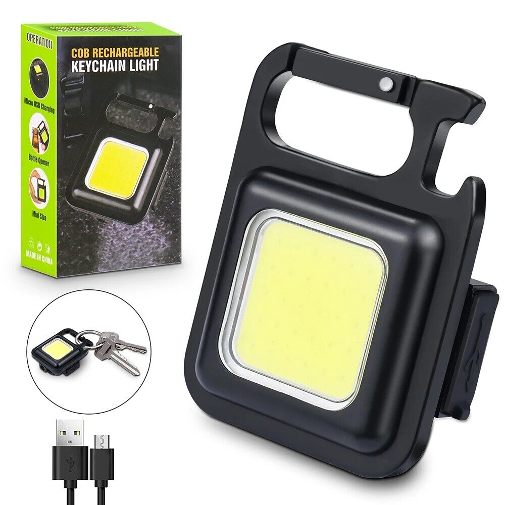 COB Rechargeable Keychain Mini Small Flashlight 6 Light Modes