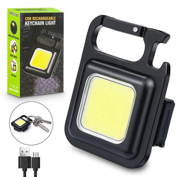 COB Rechargeable Keychain Mini Small Flashlight 6 Light Modes