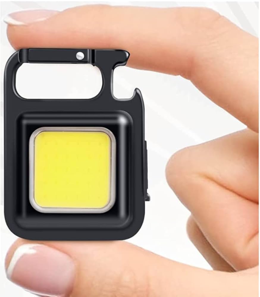 COB Rechargeable Keychain Mini Small Flashlight 6 Light Modes