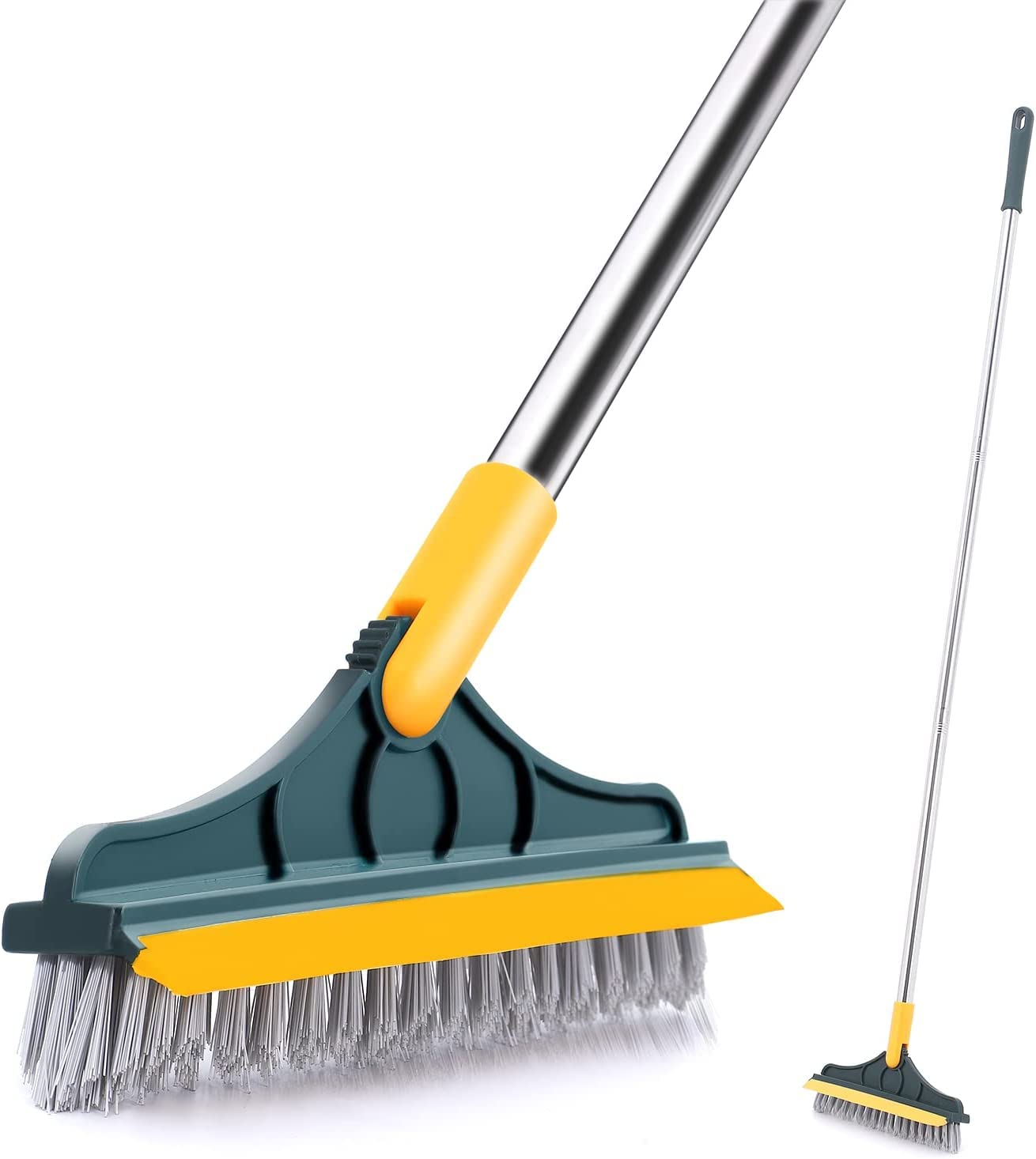 2 in 1 Bathroom Cleaning Brush with Wiper – Long Handle, 120° Rotating Floor & Tile Scrubber (Multicolor)