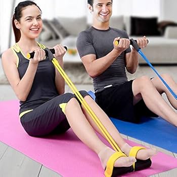 High Quality Tummy Trimmer Pedal Resistance Band | Double Spring Pull Rope for Abs, Weight Loss & Full Body Workout | Home Gym Fitness Equipment for Men & Women