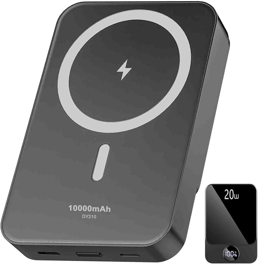 Transparent Magnetic Portable Power Bank, 10,000mAh Fast Wireless Charger with Digital Display and Built-in Circuit Design