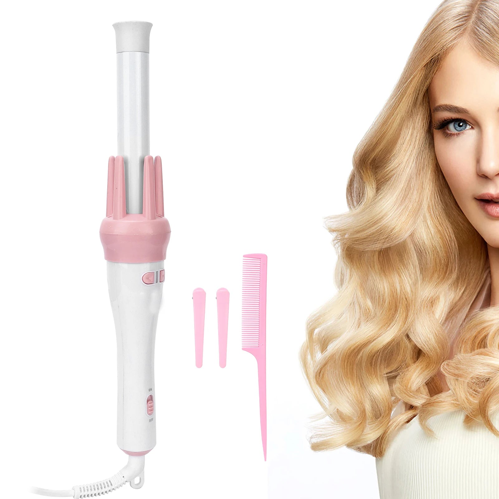 Automatic Hair Curler 360° Rotating Instawave | 1-Inch Ceramic Tourmaline Spin Curling Wand for Quick Salon Curls