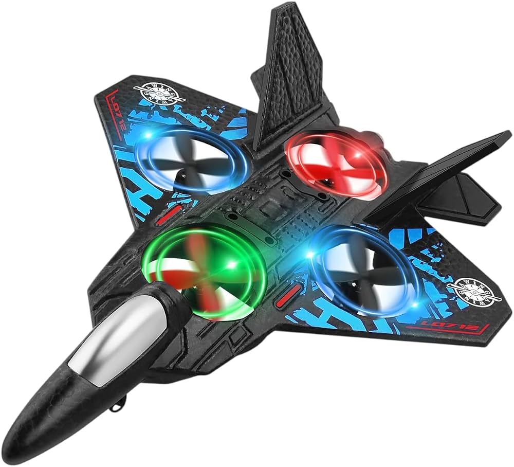 Thunder Charge VTOL RC Flying Fighter Drone – 2.4GHz Remote Control, LED Lights