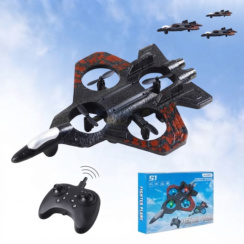 Thunder Charge VTOL RC Flying Fighter Drone – 2.4GHz Remote Control, LED Lights