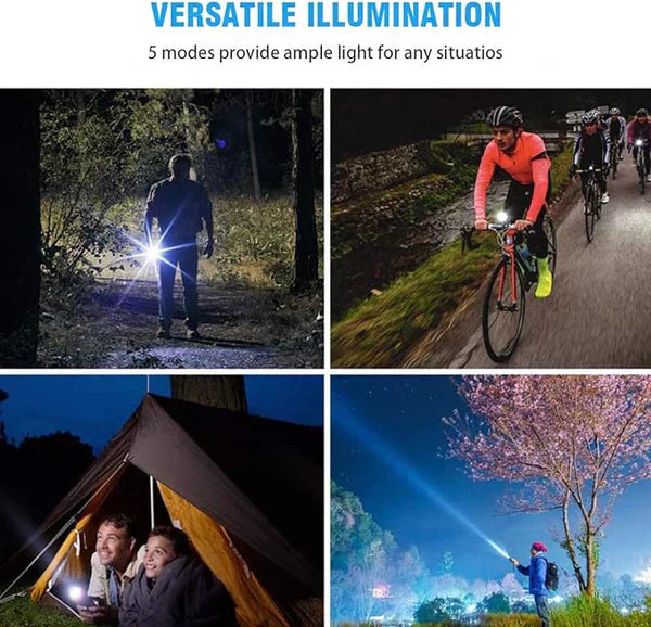 P90 LED Rechargeable Flashlight – High Lumens, 8800mAh Battery, Powerful Tactical Torch for Camping, Hiking & Emergency Use