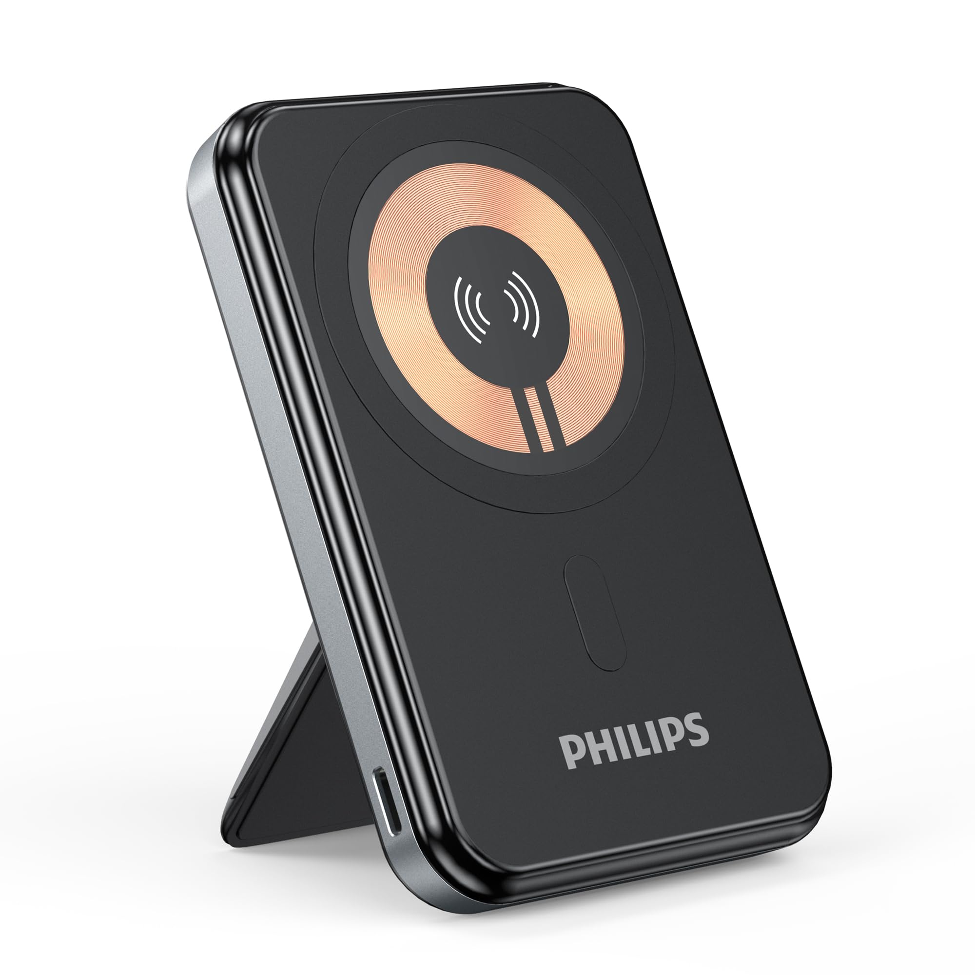 Philips MagSafe Magnetic Wireless Power Bank 5000mAh – Dual USB-C Fast Charging, Pass-Through Charging, Compatible with iPhone 12-17 & Android (DLP2551Q) – Compact & Lightweight, Travel Friendly