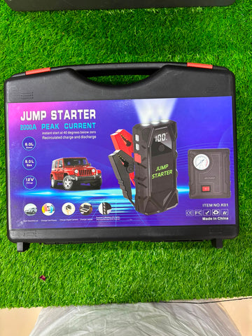 2000A Peak Current 4-in-1 Jump Starter with Air Pump, Power Bank & Flashlight