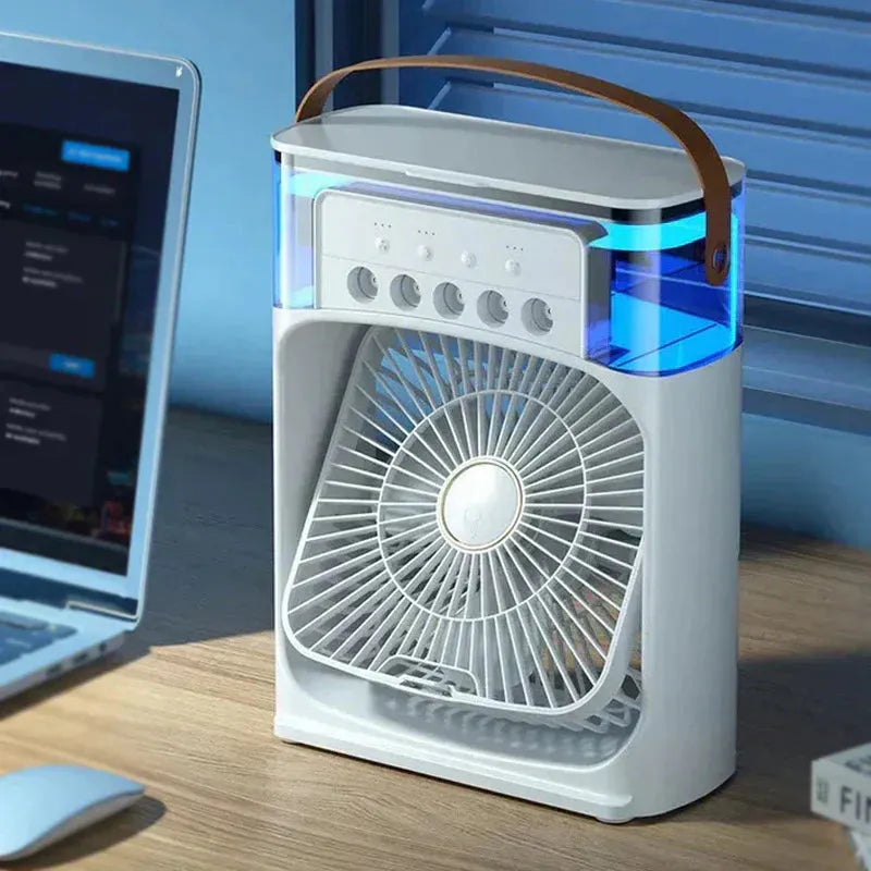 3 In 1 Mini Portable USB AC Fan Humidifier & LED Water Lamp