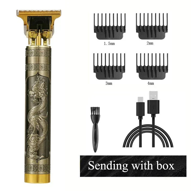 Vintage T9 Hair Trimmer for Men - Professional USB Rechargeable Cordless Hair Clipper & Shaver