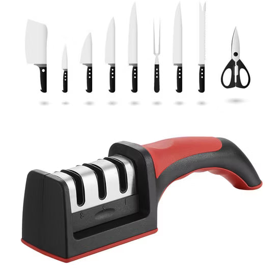 3-in-1 Professional Knife & Scissor Sharpener | Manual Adjustable Blade Sharpening Tool with Ceramic Slots for All Knives 3-in-1 Professional Knife & Scissor Sharpener | Manual Adjustable Blade Sharpening Tool with Ceramic Slots for All Knives