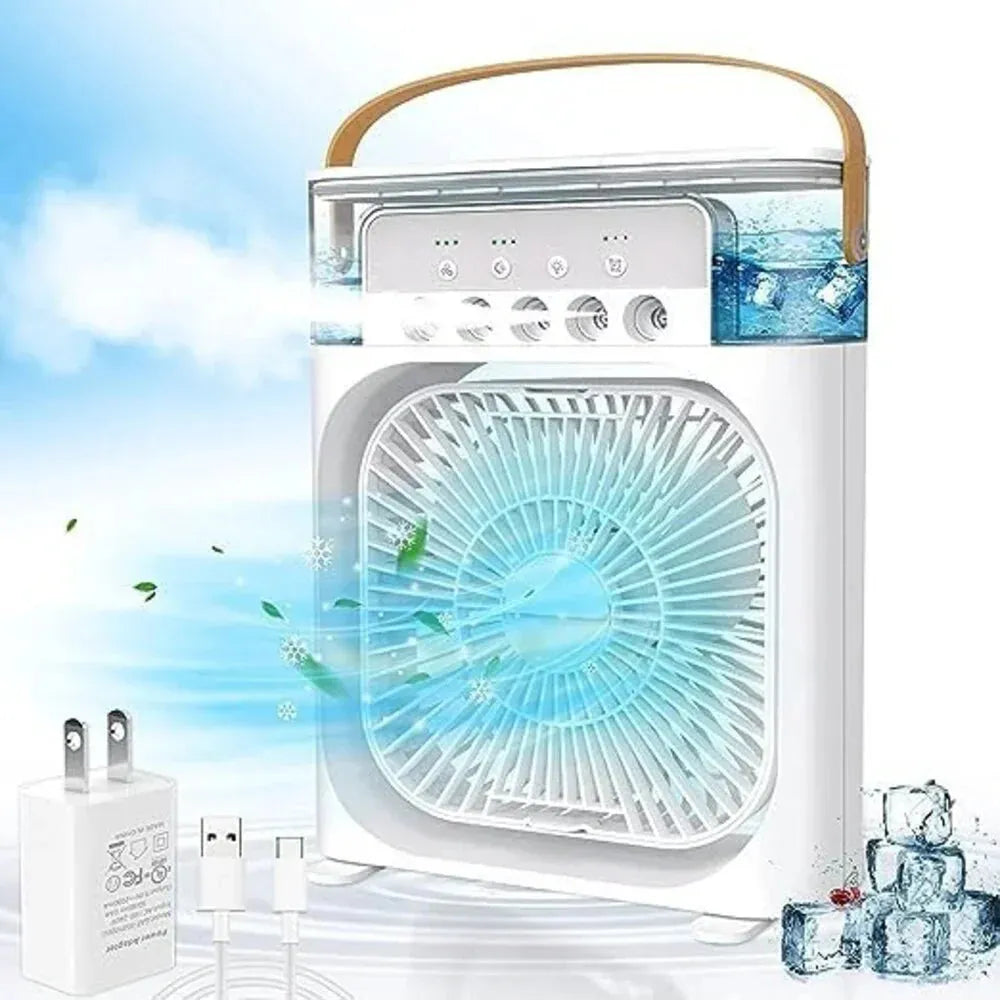 3 In 1 Mini Portable USB AC Fan Humidifier & LED Water Lamp