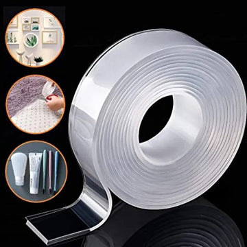 3 Meter Reusable Transparent Silicone Nano Tape – Waterproof Strong Grip Double Sided Washable Gel Adhesive