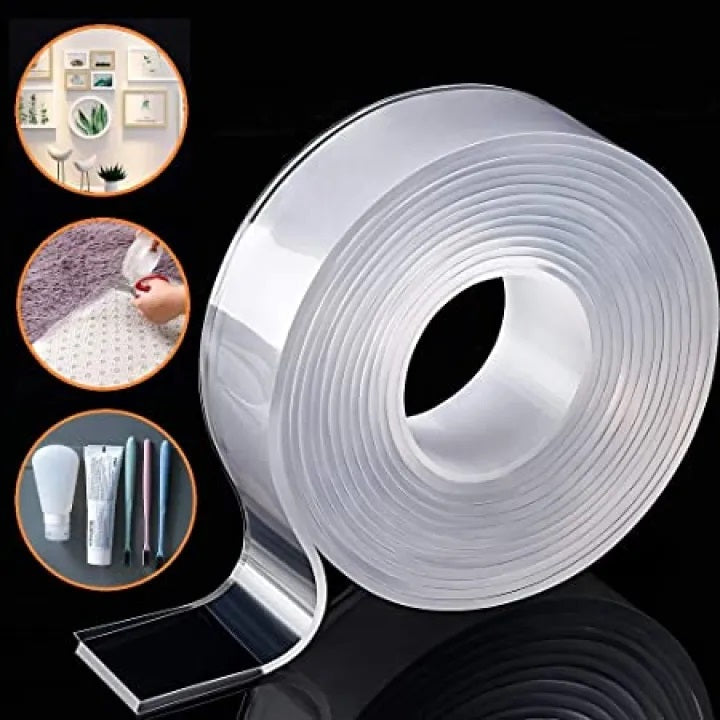 3 Meter Reusable Transparent Silicone Nano Tape – Waterproof Strong Grip Double Sided Washable Gel Adhesive