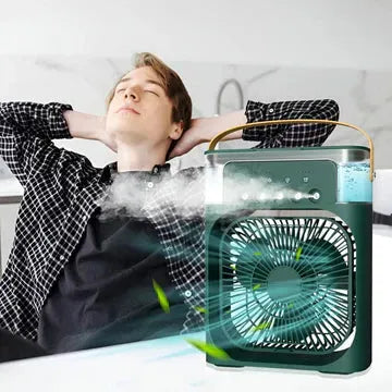 3 In 1 Mini Portable USB AC Fan Humidifier & LED Water Lamp