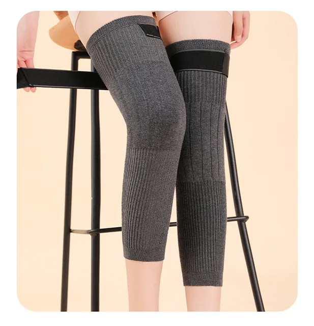 2 PCS Non-Slip Cashmere Wool Knee Pads Brace – Adjustable Leg Warmers with Strap for Men & Women