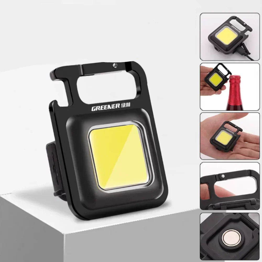 COB Rechargeable Keychain Mini Small Flashlight 6 Light Modes