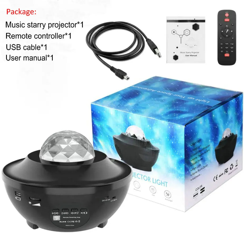 Galaxy Projector Night Light Table Lamp | Bluetooth Speaker, Sound-Activated Star Projector with 21 Lighting Modes