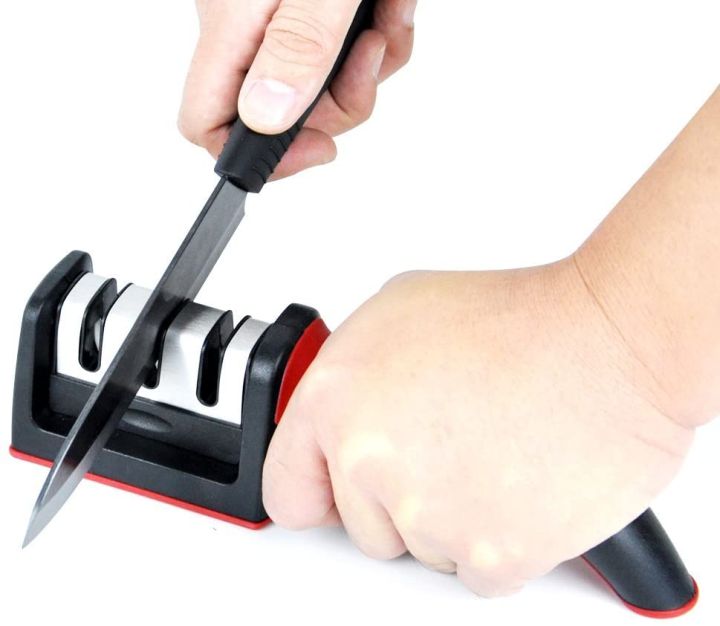 3-in-1 Professional Knife & Scissor Sharpener | Manual Adjustable Blade Sharpening Tool with Ceramic Slots for All Knives 3-in-1 Professional Knife & Scissor Sharpener | Manual Adjustable Blade Sharpening Tool with Ceramic Slots for All Knives