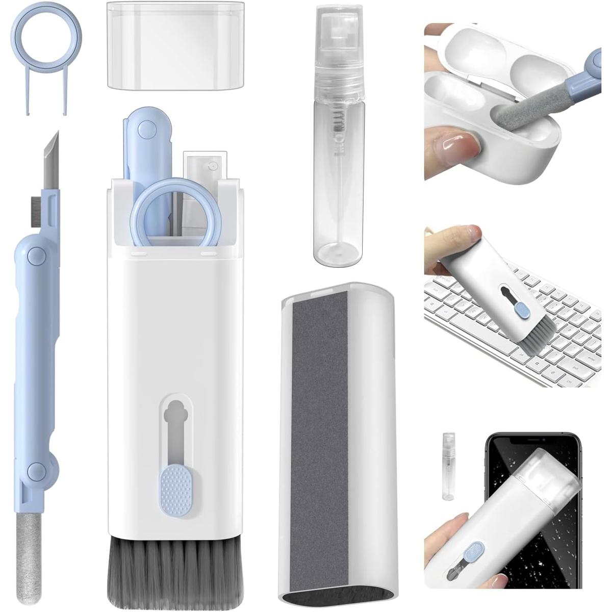 7 in 1 Keyboard & Earphone Cleaning Kit | Laptop, MacBook, Tablet & Screen Dust Brush with Airpod Cleaner Pen, Key Puller & Spray Bottle