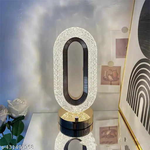 Oval Shape LED Crystal USB Chargeable Table Lamp