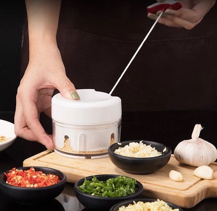 Mini Food Chopper – Stainless Steel Blade | Kitchen Accessories & Cooking Utensils – Rope Vegetable Chopper