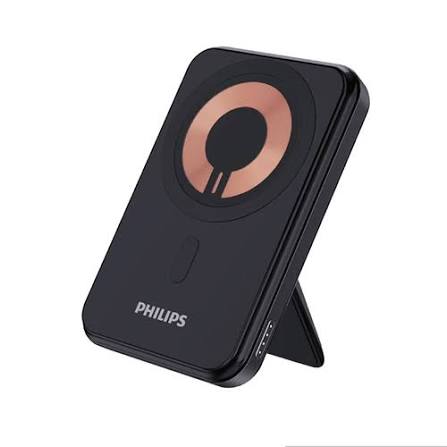 Philips MagSafe Magnetic Wireless Power Bank 5000mAh – Dual USB-C Fast Charging, Pass-Through Charging, Compatible with iPhone 12-17 & Android (DLP2551Q) – Compact & Lightweight, Travel Friendly