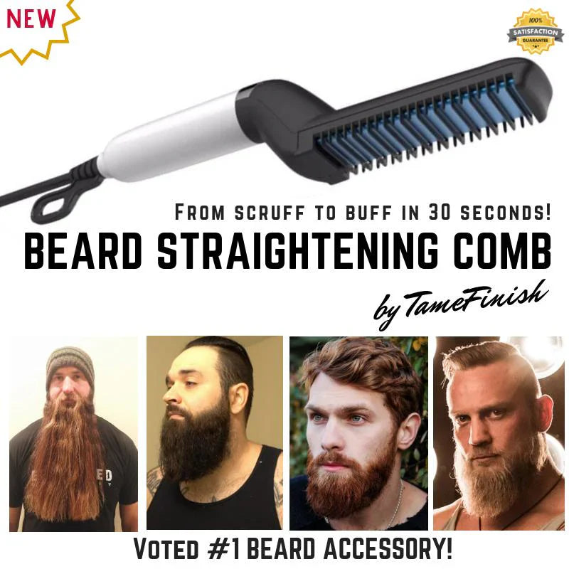 Men’s Ionic Beard Straightener | Electric Hot Comb Hair Styling Tool for Quick Beard & Hair Grooming