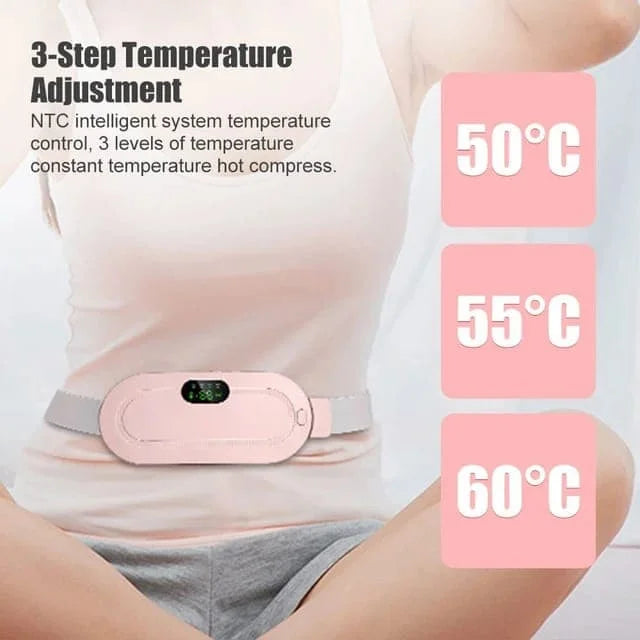 Period Pain Relief Heating Belt | Portable Electric Menstrual Cramp Massager with 3 Heat Levels & 4 Modes for Women & Girls
